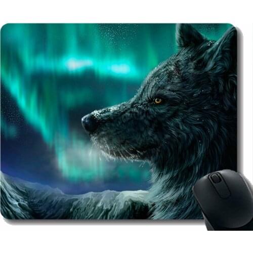 Gaming Mouse Pad Custom,Animal wolf watch Mousepad Nonslip Rubber Backing