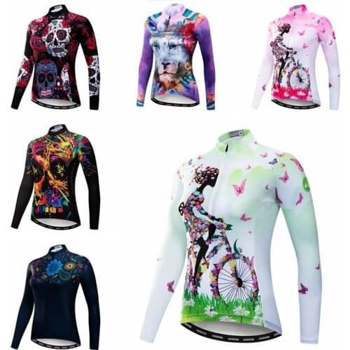JPOJPO Cycling Jersey Women Long Sleeve Girl MTB Bike Jersey Shirts Top Bicycle Team Maillot Ciclismo Ladies Biking Clothing