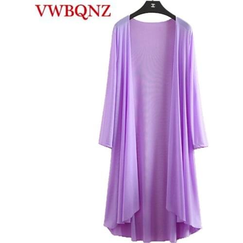 Fashion Women Cardigans Summer Large size Loose Long Sleeve Elegant Blouse Spring Beach Sun Protection Clothing Casual Tops 5XL