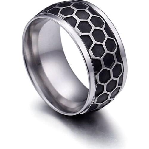 Fashion new creative jewelry cool personality football pattern titanium steel men and women rings