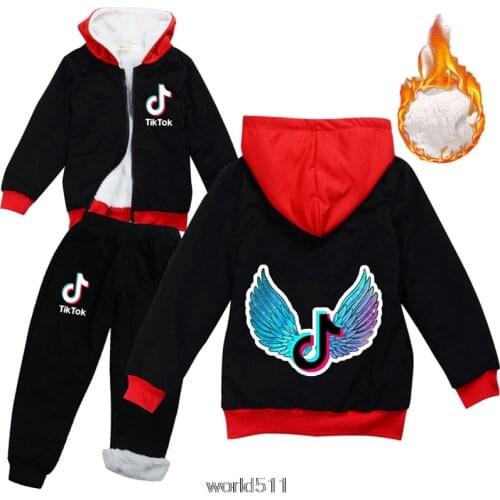 Tik Tok Childrens Clothing Girls Sets 14 Years Fur Clothes Set for BoysSpring and Autumn Harajuku street style Sports Suit