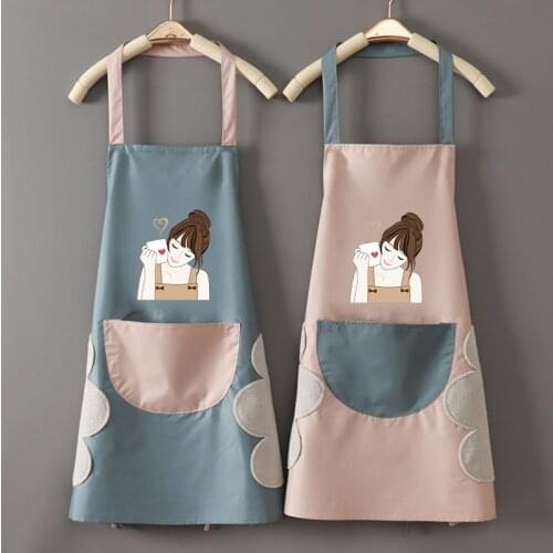Household Kitchen Apron For Women Waterproof Oilproof Apron Apron for kitchen kawaii apron apron with pocket Household cleaning