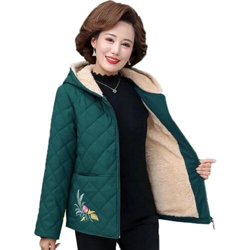 Jackets Winter Womens Middle-aged Short plus Velvet Thick Warm Jacke Outwear Ladies Mother Clothing Plus Size Cotton Coat Top