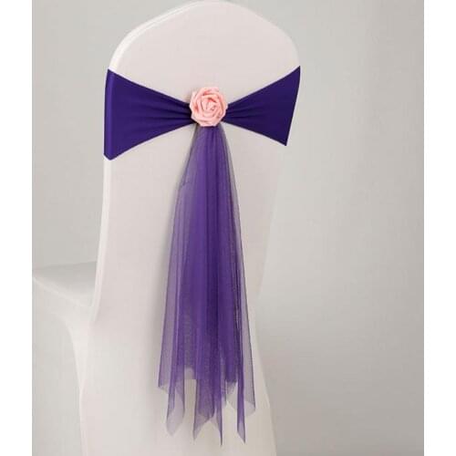 Chairs Sashes flower bow covers wedding banquet chair back stretch sash Band napkin rings party festive holiday XMAS decorations