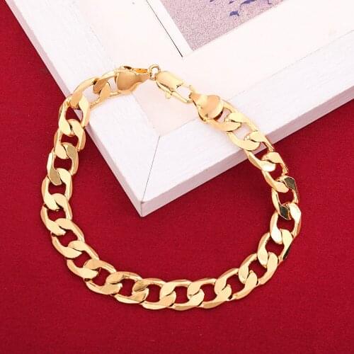 Gold Filled Bracelet Wholesale Men Boy Chain Bracelet Curb Bracelet Wholesale Gift Jewelry