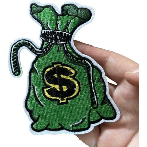 New Arrival Money Bag Patches Iron on Dollar Embroidered Patches Clothes Decorated Accessory DIY Applique Dollar Bag 3D