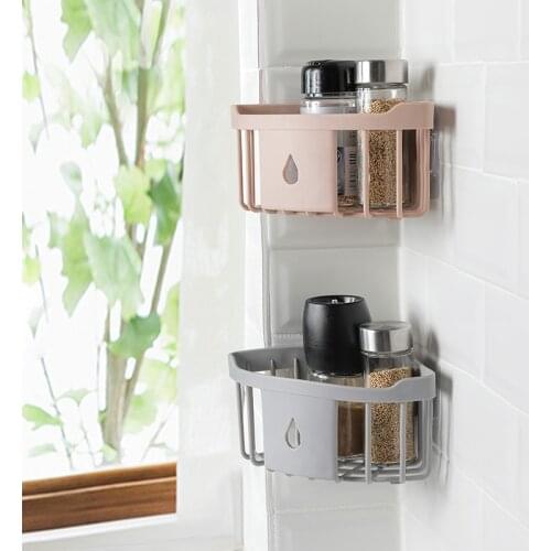 Wall Mounted Corner Storage Rack Kitchen Organizer Shelf Sink Sponge Brush Holder Bathroom Corner Rack Toiletries Storage Holder