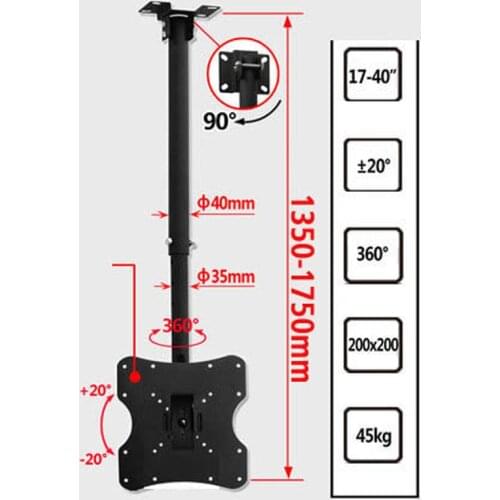 135-175CM) DLC-201B 200X200 10"-37" Height adjustable 175cm 15 tilt up down tv wall mount lcd ceiling bracket led stand