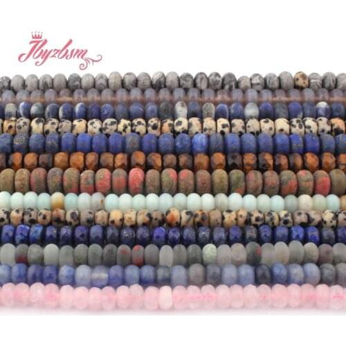 3x6 4x8mm Frosted Matte Mutil- Stone Rondelle Spacer Loose Beads for Bracelet Jewelry Making Strand 15"Free Shipping Wholesale