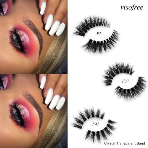 New 1 Pairs Crystal 3D Mink Lashes Handmade Fake Lashes False Eyelashes Soft Lashes Transparent Stem High Quanlity Beauty F36