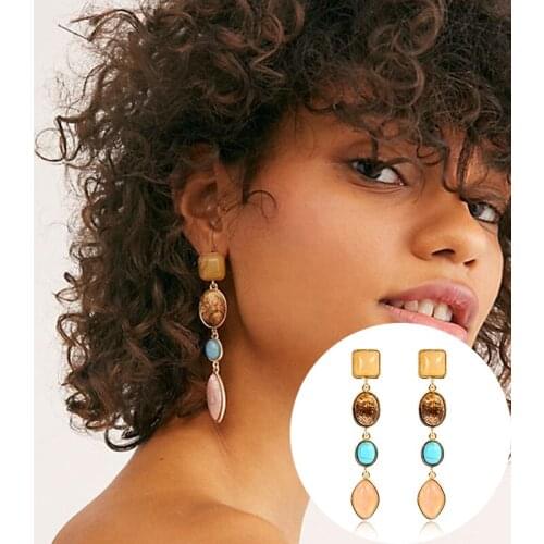 2021New Natural Magnolia Versatile Geometric Womens Temperament Personality Fashion Fine Long Pendant Earring Girl Accessories