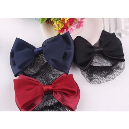 Durable Snood Net Black Bowknot Detail French Clip Hair Barrette For Woman