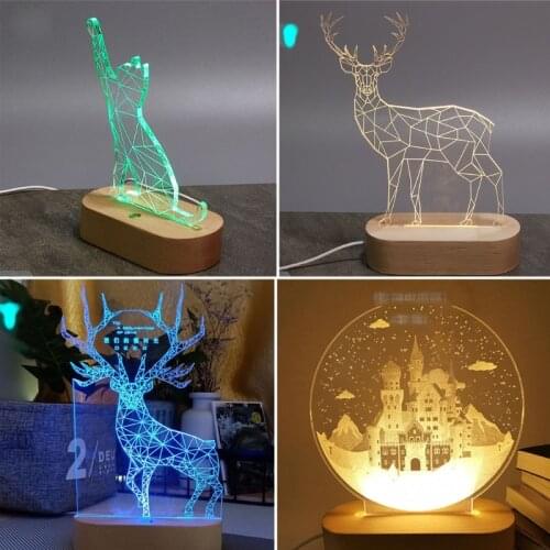 Handmade Crystal Glass Art Oval Wood LED Base Resin Art Ornament Wooden Night Lighted Base Stand Resin Art Crafts Tools