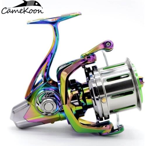 CAMEKOON Rainbow Spinning Fishing Reel 8000 10000 12000 Metal Body Surfcasting Wheel 20kg Drag Power 11+1BBs Saltwater Carp Coil