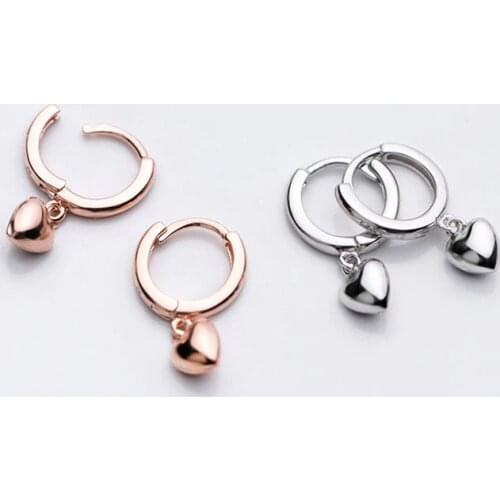 Tiny Hoop Earrings Women Cartilage 925 Sterling Silver Heart Earrings Huggie Rose Gold Korean Jewelry Charm Birthday Girl Gifts