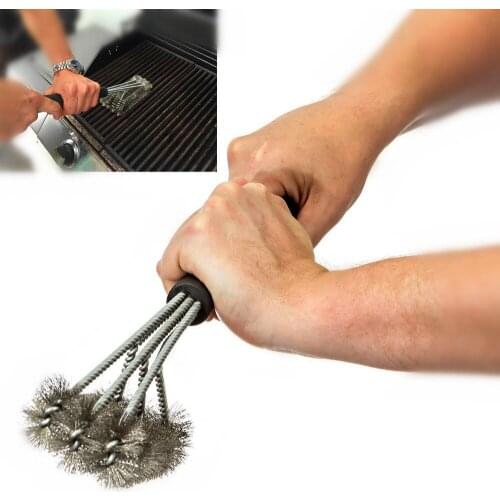 18" BBQ Cleaning Grill Brush Cleaner Stainless Steel Kitchen Wire Barbecue Brush