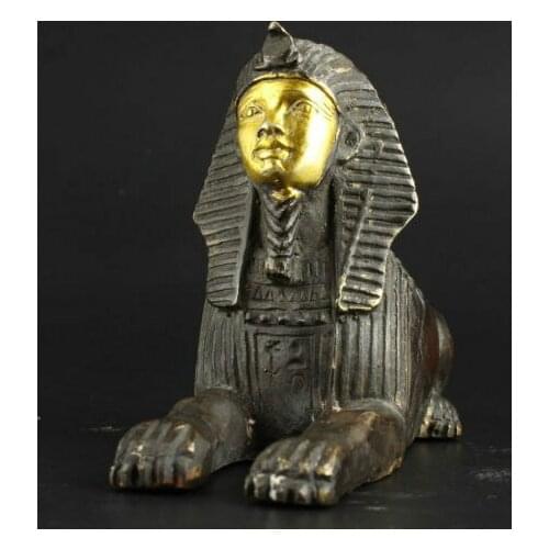 Old Vintage Shang dynasty bronze Egypt Pyramids Sphinx Statue peace Statues