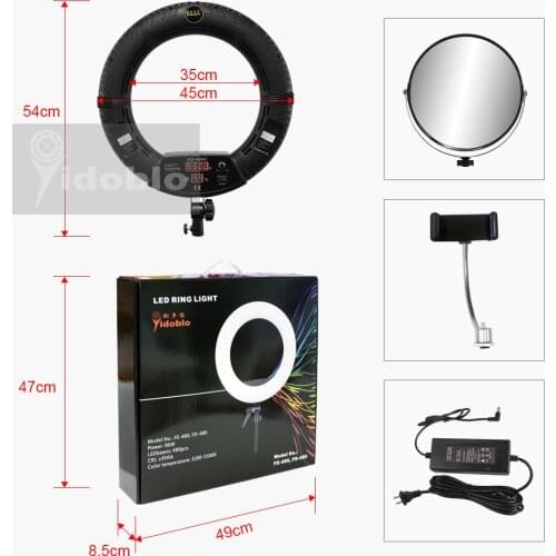 Yidoblo FD-480II Led Ring Lamp Light 18inch White Bi-color Studio LED Video Lamp Photographic Lighting 96W 5500K 480LED Lights