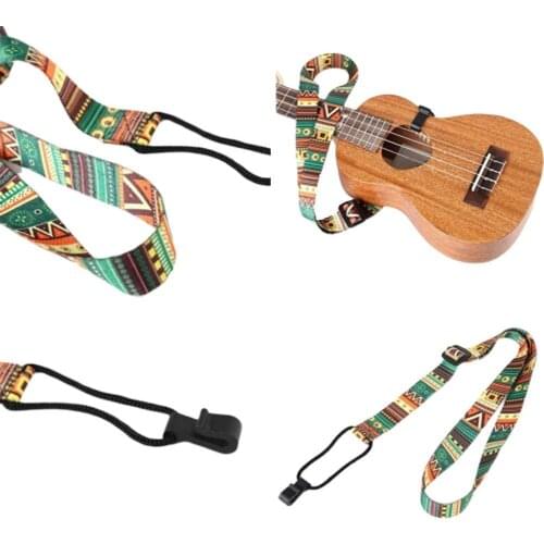 Ukulele Colorful Ethnic Wind-Printing Rubber Durable Instrument Accessories Belt Strap Musical Hook Guitar A6Q8