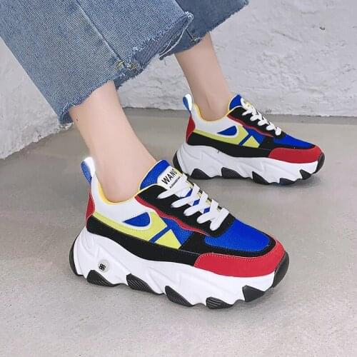New Roman 2020 Hot Summer Women Sneakers Breathable Color Fashion Casuals Height Increasing Female Chunky Shoes Flat Platform