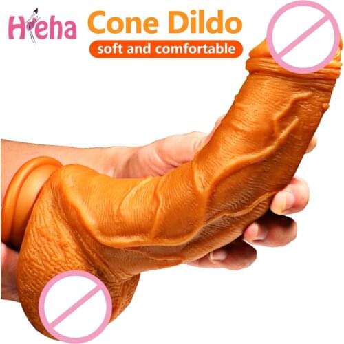 Gold Sexy Huge Dildo Female Masturbator Super Soft Realistic Penis Dildo Double-layer Silicone Suction Cup Dildos for Women Big