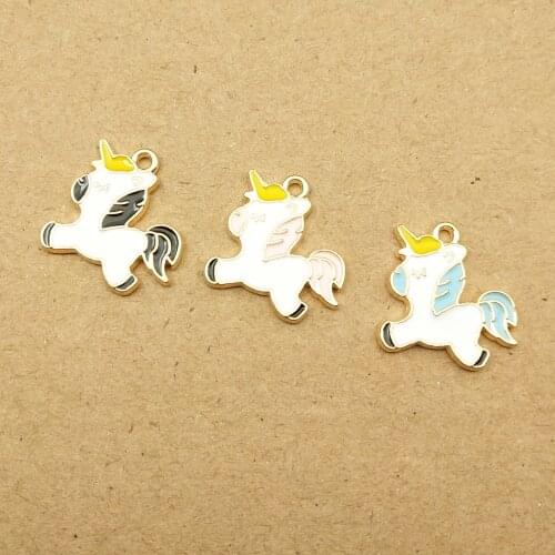 10pcs 18x18mm enamel unicorn charm for jewelry making and crafting earring pendant bracelet and necklace charm