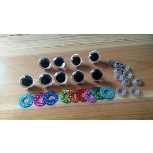 10pcs Stuffed Toys Glitter Safety Eyes Nonwovens Hard Washer Plush Doll Eyeball Round Plastic Eyes Accessories 16mm Handmade