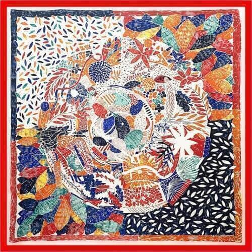 130*130CM Fashion Thin Scarf 2021 Spring and Autumn Luxury Twill Silk Scarf Mulberry Silk Scarf Summer Ladies Headscarf Scarf