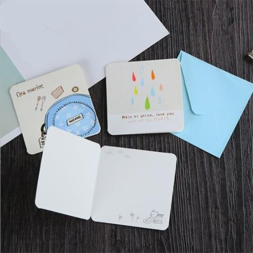 168 Pcs Cartoon Happy Birthday Card Mini Personality Wedding Invitation Card Holiday Thank You Card Bouquet Card Handwriting