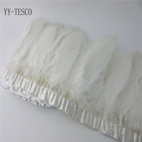 2-10 yards white Goose Feather Trims Dyed Goose Feather Ribbons 15-20cm Duck Feather Fringes for Carnival Ornaments DIY