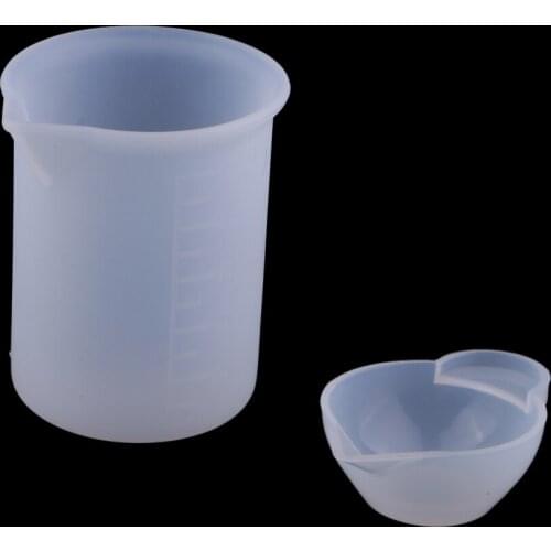 2pcs Silicone 100ml Measuring Cup Jewelry Crystal Scale Resin Glue Mold DIY