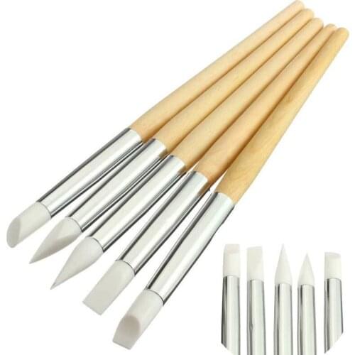 5pcs/set Nail Art Carved Filigree Carving Craft Pen Design Tool Manicure silicone pen hollow carved embossed Nail Brush 100sets