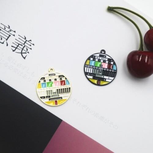 6pcs/pack TV station Metal Charms Enamel Pendants Earring DIY Fashion Jewelry Accessories