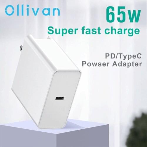65W USB Charger Quick Charge Type C Charger QC PD 3.0 Phone Laptop Adapter For iPhone Huawei Xiaomi Laptop Mobile Phone Tablet