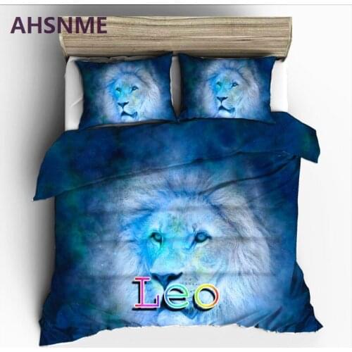 AHSNME 12 Constellation Leo Bedding Set High-definition Print Quilt Cover for RU AU EU King Queen Double Size jogo de cama