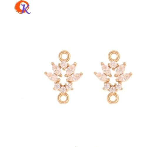 Cordial Design 50Pcs 11*15MM Jewelry Accessories/CZ Earrings Connectors/Flower Shape/DIY Making/Hand Made/Earring Findings