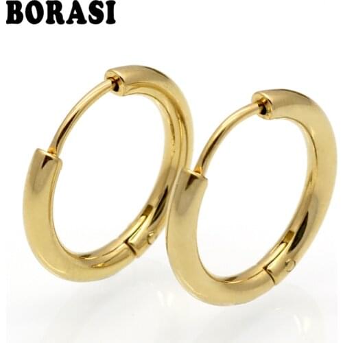 Shiny Succinct Men Womens Girls Ladies High Polish Smooth Round Jewelry Earring Medical Stainless Steel Hoop Earrings