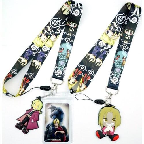 Anime Fullmetal Alchemist Key Lanyard ID Badge Holder Phone Neck Strap with Fashion Key Chain Keychain Charms Accessories