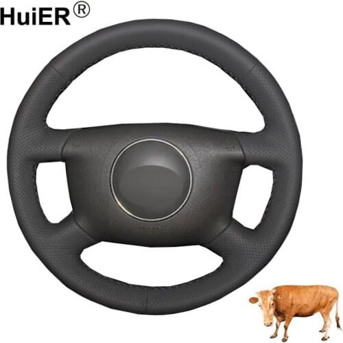 Hand Sewing Car Steering Wheel Cover Top Cow Leather For Audi A2 (8Z) A3 (8L) Sprotback A4 (B5 B6) Avant A6 (C5) A8 (D2) S4