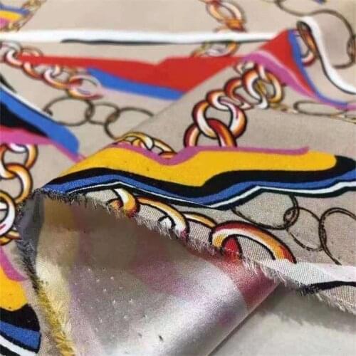 Color Chain Flower Silk Fabric High-end Temperament 21 Mmi Satin Joe Crepe Dress Clothing Mulberry Fabric Designer 100% Silk