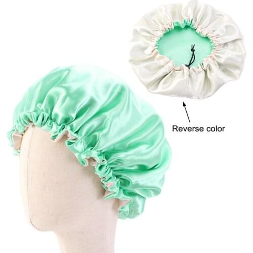 Childrens Baby Nightcap Double Satin Nightcap Candy Color Adjustable Buckle Hair Care Hair Bonnet for Sleeping