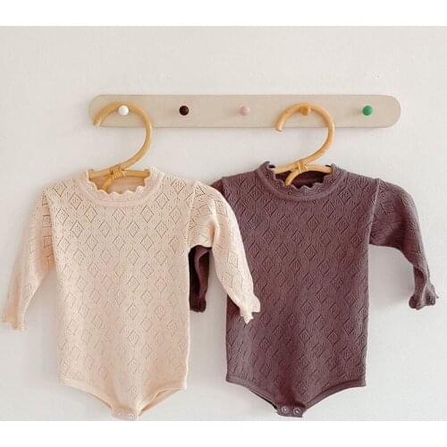 New Infant Baby Boys Girls Knit Pure Color Rompers And Hat Clothing Spring Autumn Kids Boy Girl Long Sleeve Rompers Clothes