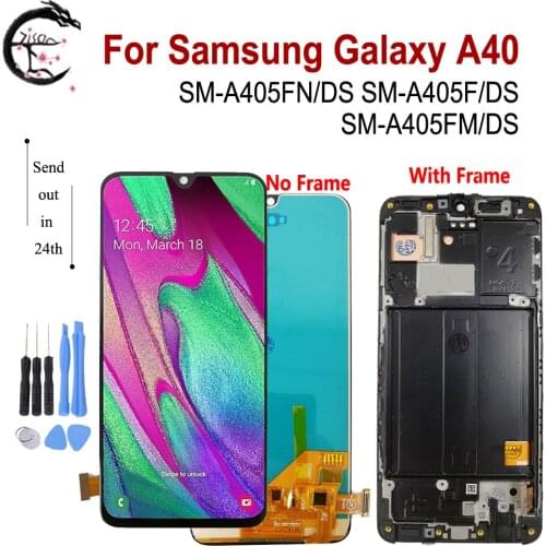 A40 Display For SAMSUNG Galaxy A40 LCD With Frame A405 SM-A405FN/DS A405F A405FM Screen Touch Digitizer Assembly Replacement