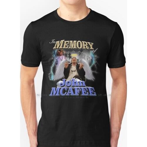 Rest In Peace John Mcafee T Shirt 100% Pure Cotton John Mcafee Macafee Rest In Peace Tribute Hiphop Crypto Fugitive 2020