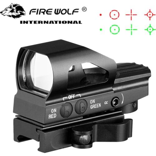 4 Reticles Adjustable Reflex Red Green Dot Open Sight Hunting Optics 1x33mm Holographic Rifle Scope Quick QD Weaver 20mm
