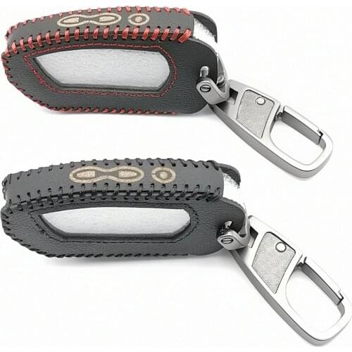 Hot Sale 100% Leather Key Case Protector Cover Keychain for Pandora DXL 4950 DX-90BT DX-91 LCD Two Way Car Alarm Remote Control