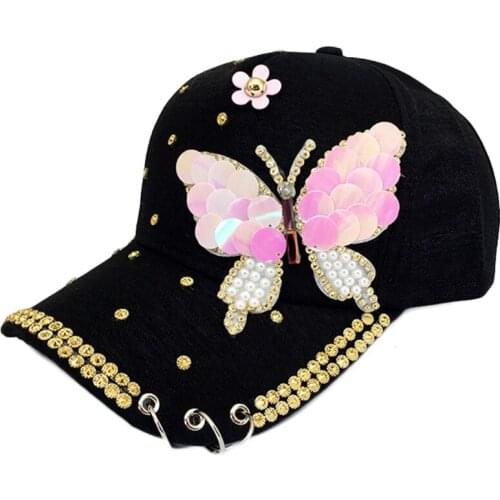 Curved Brim with Rhinestone Element Decoration Sun Protection Sweat-Wicking Outdoors Golfing Traveling Hat