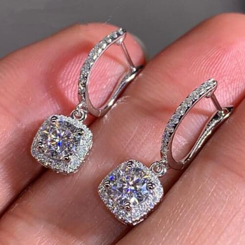 Delicate Female Zircon Drop Earrings 925 Sterling Silver Crystal Dangle Earrings Wedding Engagement Trendy Korea Jewelry 2021