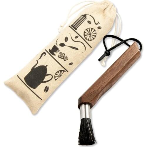 Coffee Machine Cleaning Brush Coffee Grinder Brush Handle with Lanyard Storage Bag, Home Kitchen