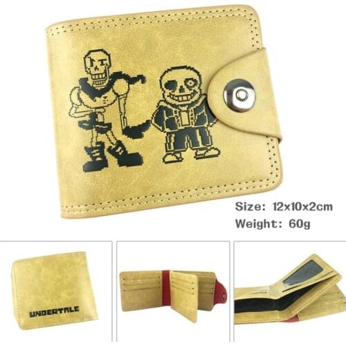 Undertale Sans Cartoon Anime Men Women Boys Girls Short Leather Hasp Button Wallet Purse Money Holder